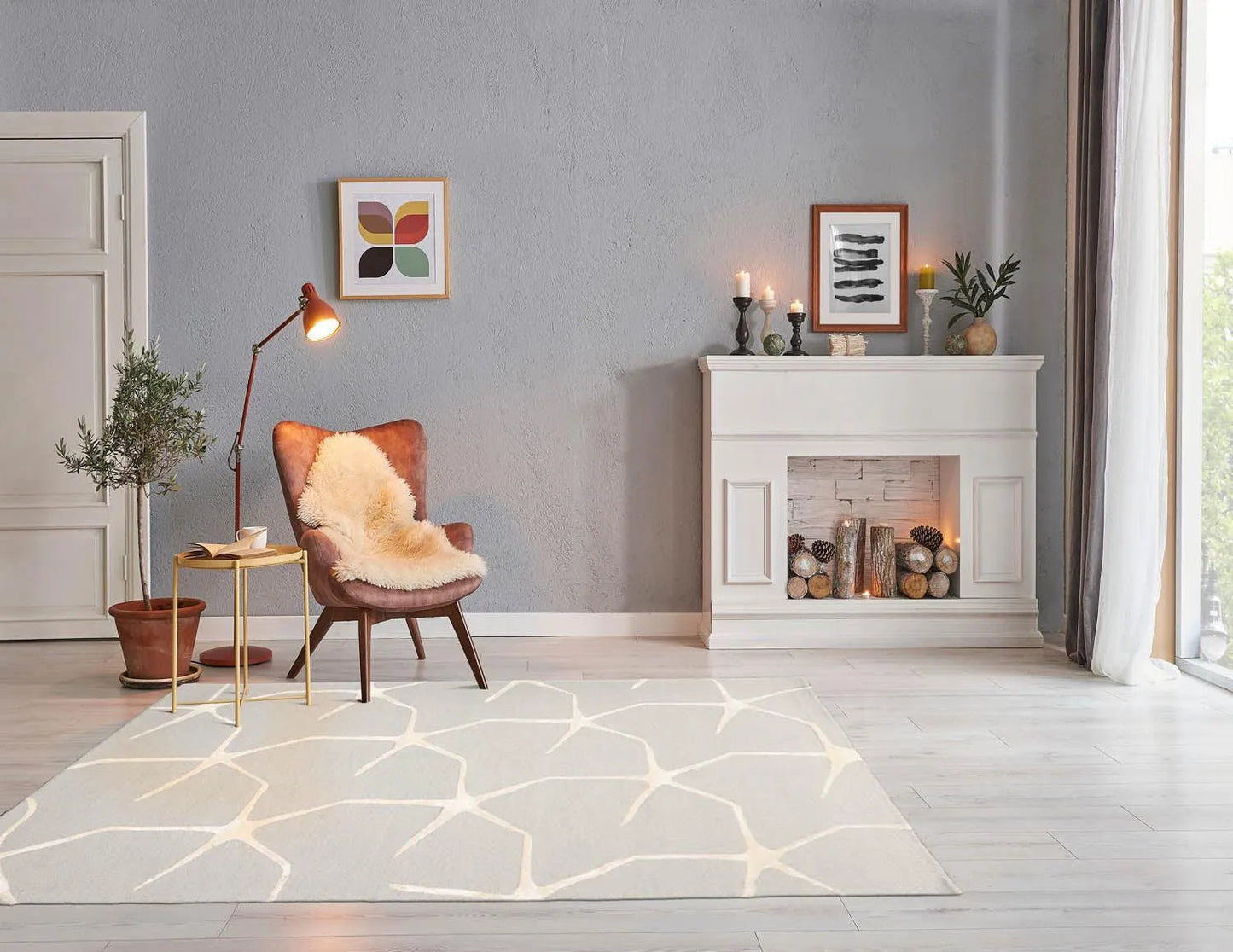 5' x8' Hand Tufted Hand Made 100% Wool Designer Modern & Contemporary Oriental Area Rug Gray,Ivory Color