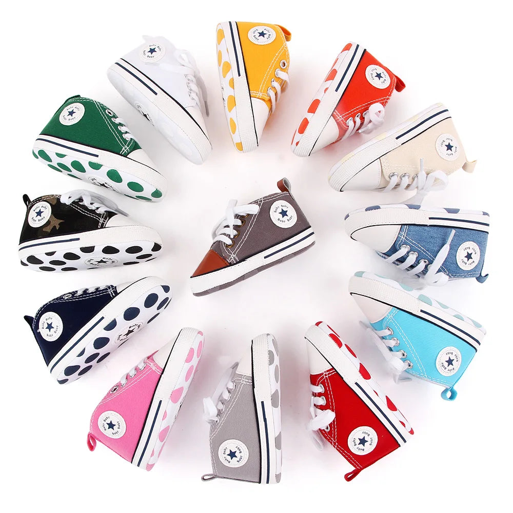 High Quality Multi Color Spring and Autumn Baby High-Top Canvas Shoes for Boys and Girls Infants Casual Walking Toddler Shoes