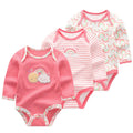 3 Pcs/Lot Spring Autumn Cartoon Long Sleeve Newborn Baby Boy Girl Bodysuits 100%Cotton Soft Infants Clothes