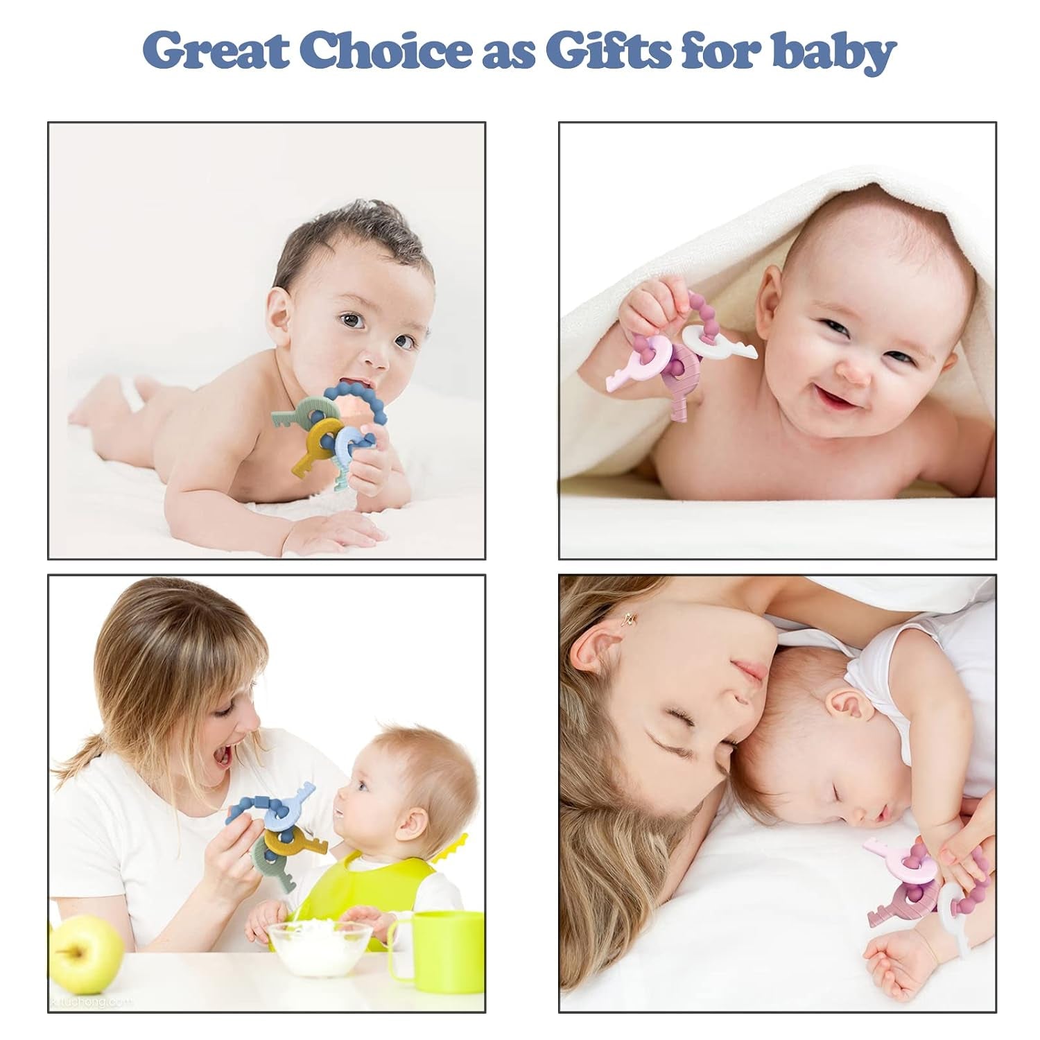Baby Keys Teether Toys, Silicone Teething Toys for 3-18 Months Infants & Toddlers, Teething Keys for Baby Boys, BPA Free