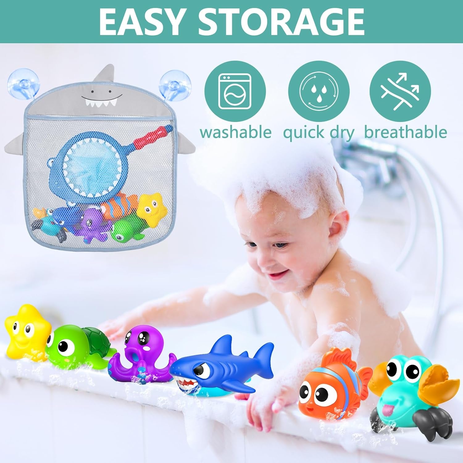 No Hole Mold Free Baby Bath Toys for Kids Ages 1-3,Water Toys for Babies and Tod