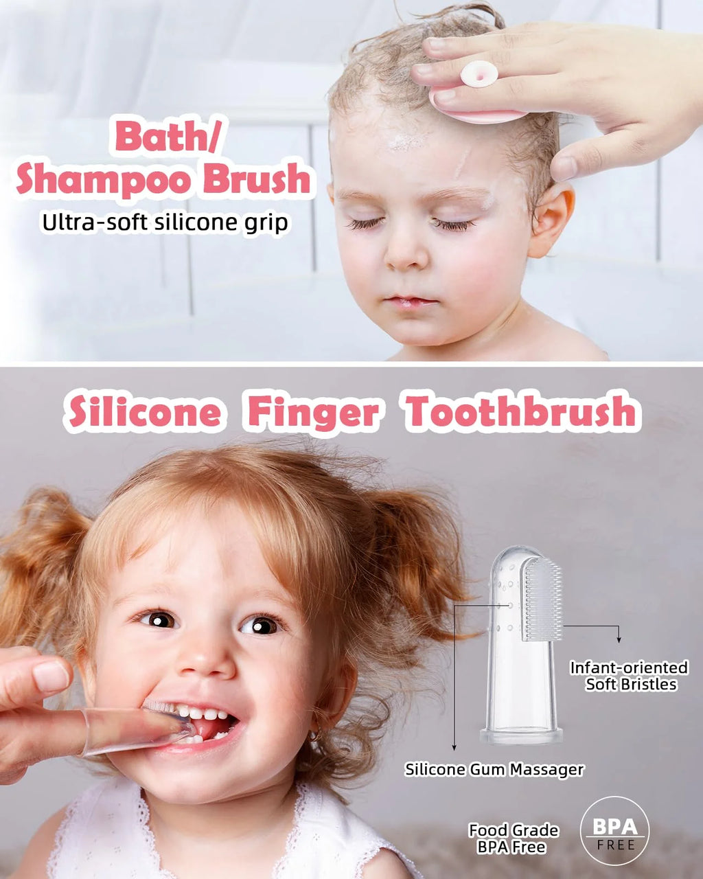 Lilian&Gema Baby Grooming and Health Kit, Nursery Safety Health Care Set with Thermometer Nail Clipper Brush Comb, Baby Care Kit for Newborn Baby Girls, Pink