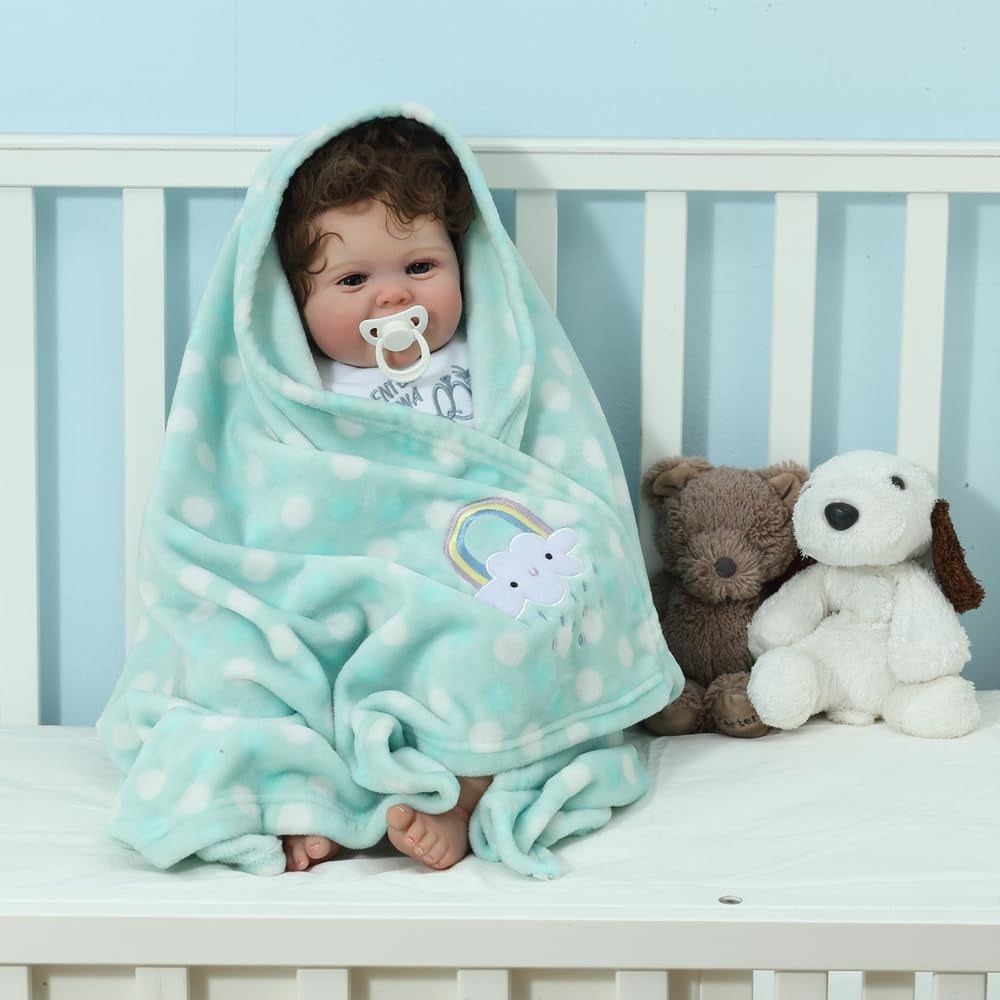 30"X40" Lightweight Fuzzy Fluffy Warm Plush Baby Blanket for Infant Toddler Newborn Unisex Crib Cot Stroller - Green Rainbow Unisex