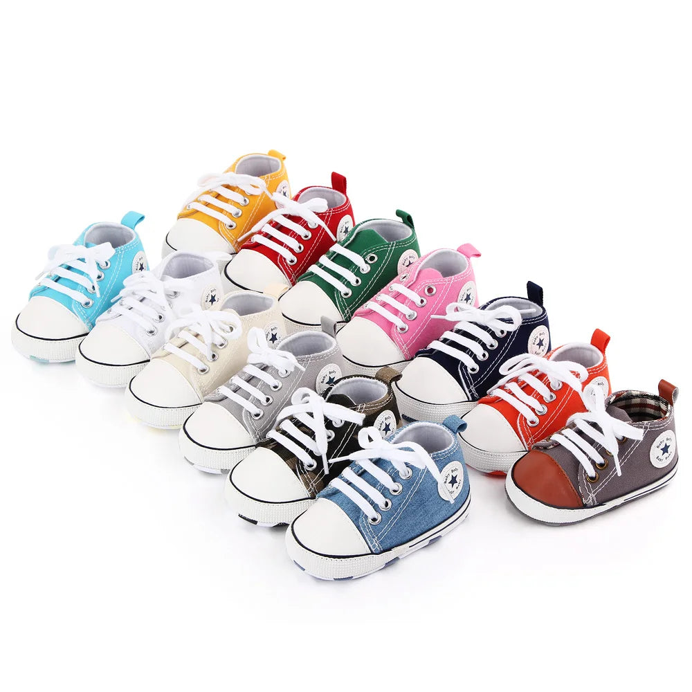 High Quality Multi Color Spring and Autumn Baby High-Top Canvas Shoes for Boys and Girls Infants Casual Walking Toddler Shoes