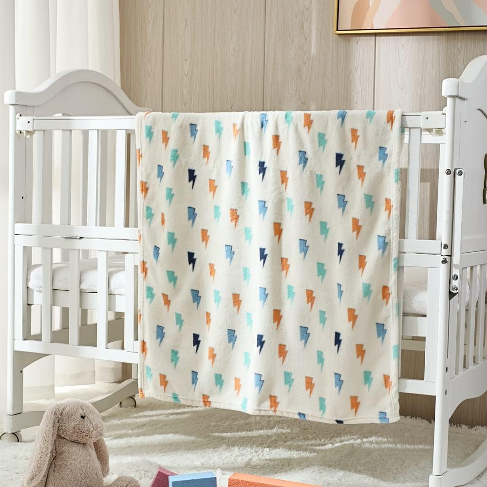 30''X40'' Soft Breathable Cozy Plush Fleecebaby Boys for Infants Toddlers' Bedding Crib Cot Stroller, Baby Shower Birthday Newborn'S Gift - Lightning