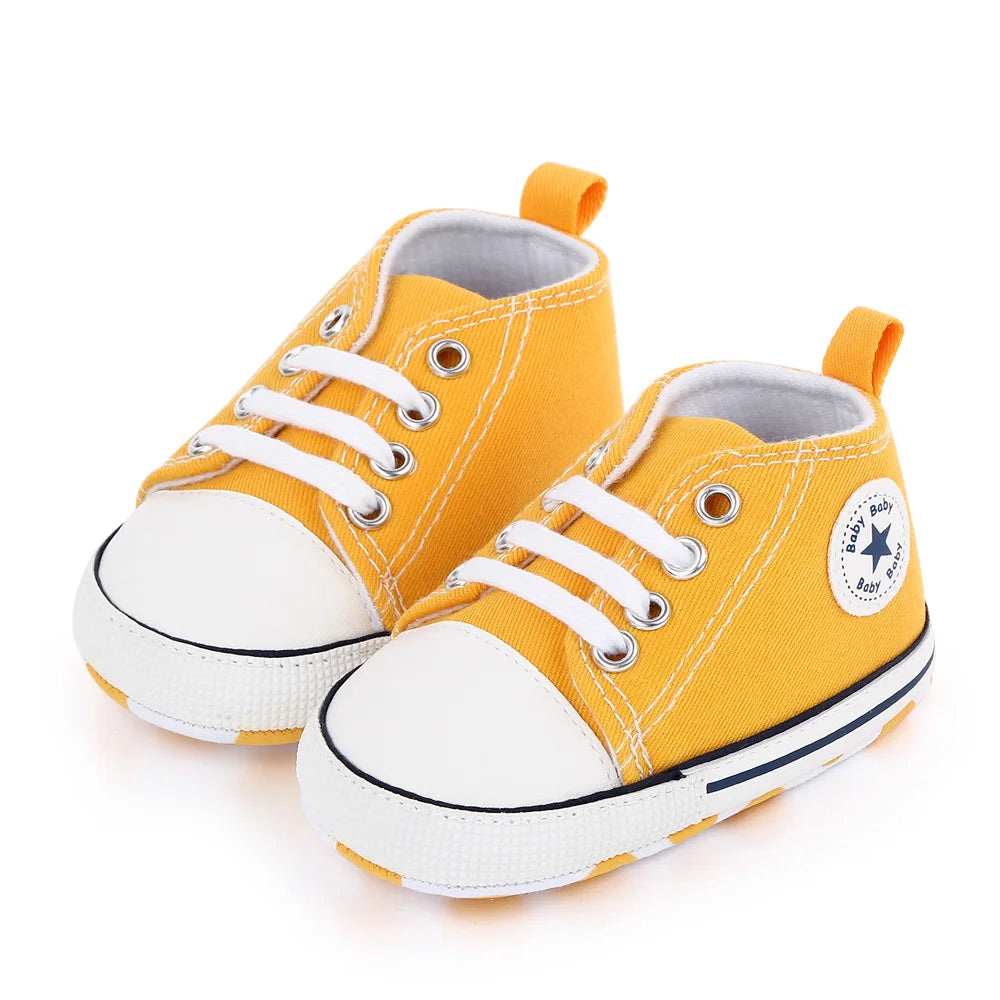 High Quality Multi Color Spring and Autumn Baby High-Top Canvas Shoes for Boys and Girls Infants Casual Walking Toddler Shoes