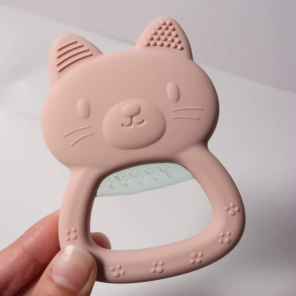 Water Filled Baby Teether –Cat Shape Silicone Teething Toy for Infants, Can Be Cooled in Fridge or Warm