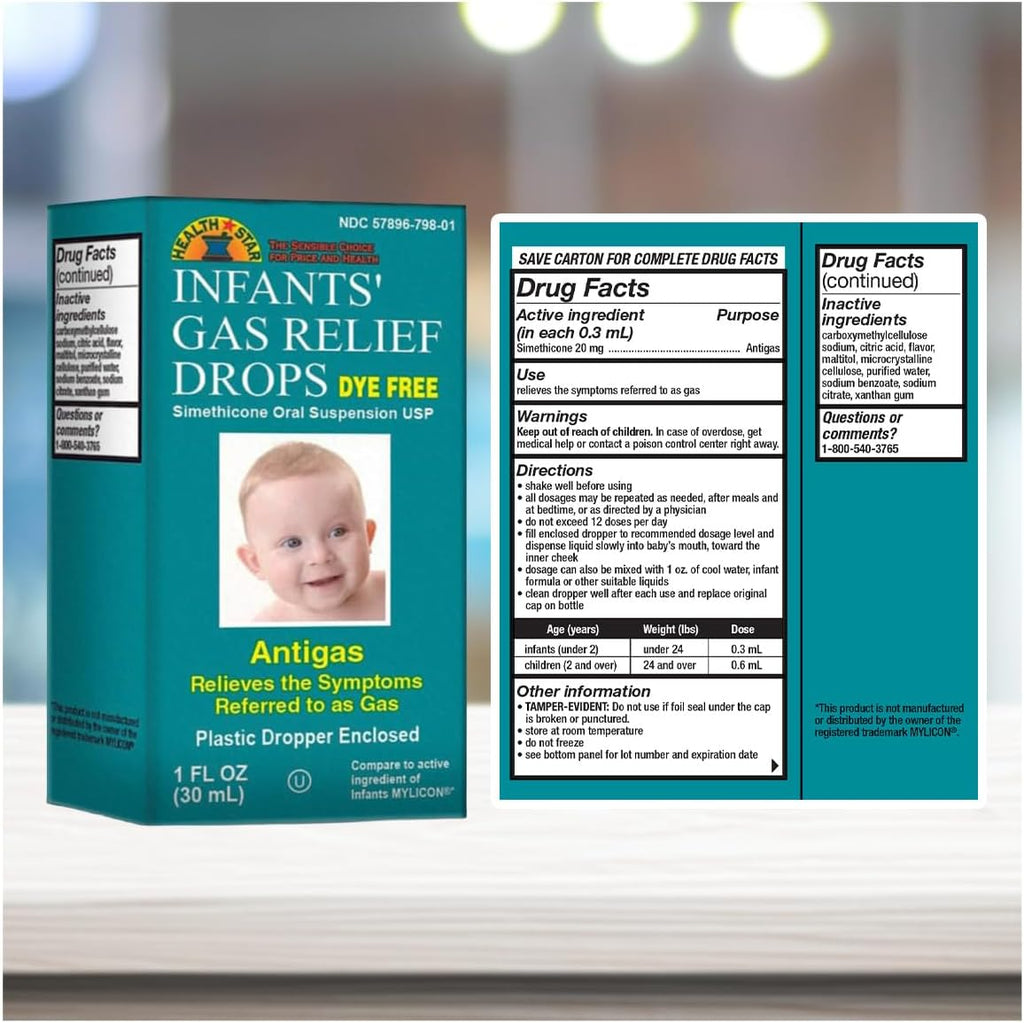 Infants Gas Relief Simethicone Drops for Stomach Discomfort, Safe & Gentle 20Mg Drops, Child Anti-Gas, 1 Fl Oz