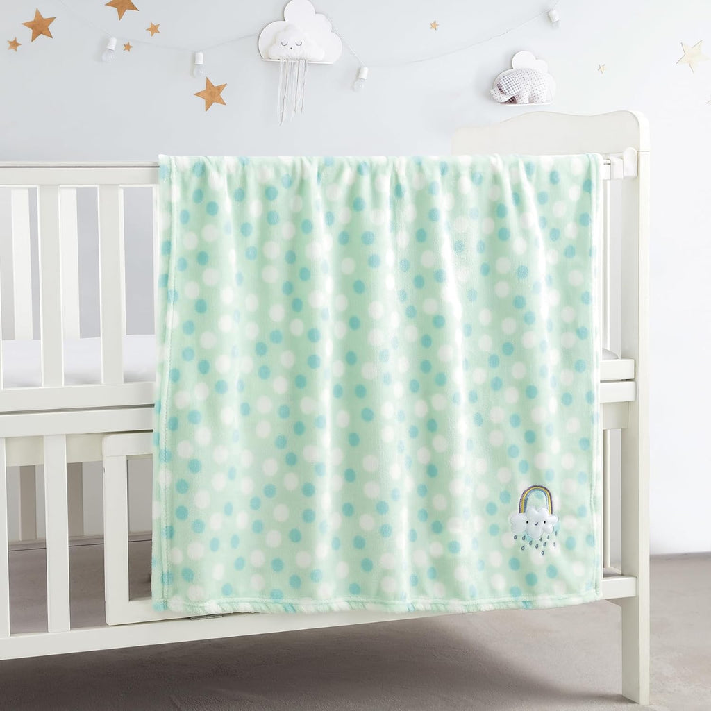 30"X40" Lightweight Fuzzy Fluffy Warm Plush Baby Blanket for Infant Toddler Newborn Unisex Crib Cot Stroller - Green Rainbow Unisex