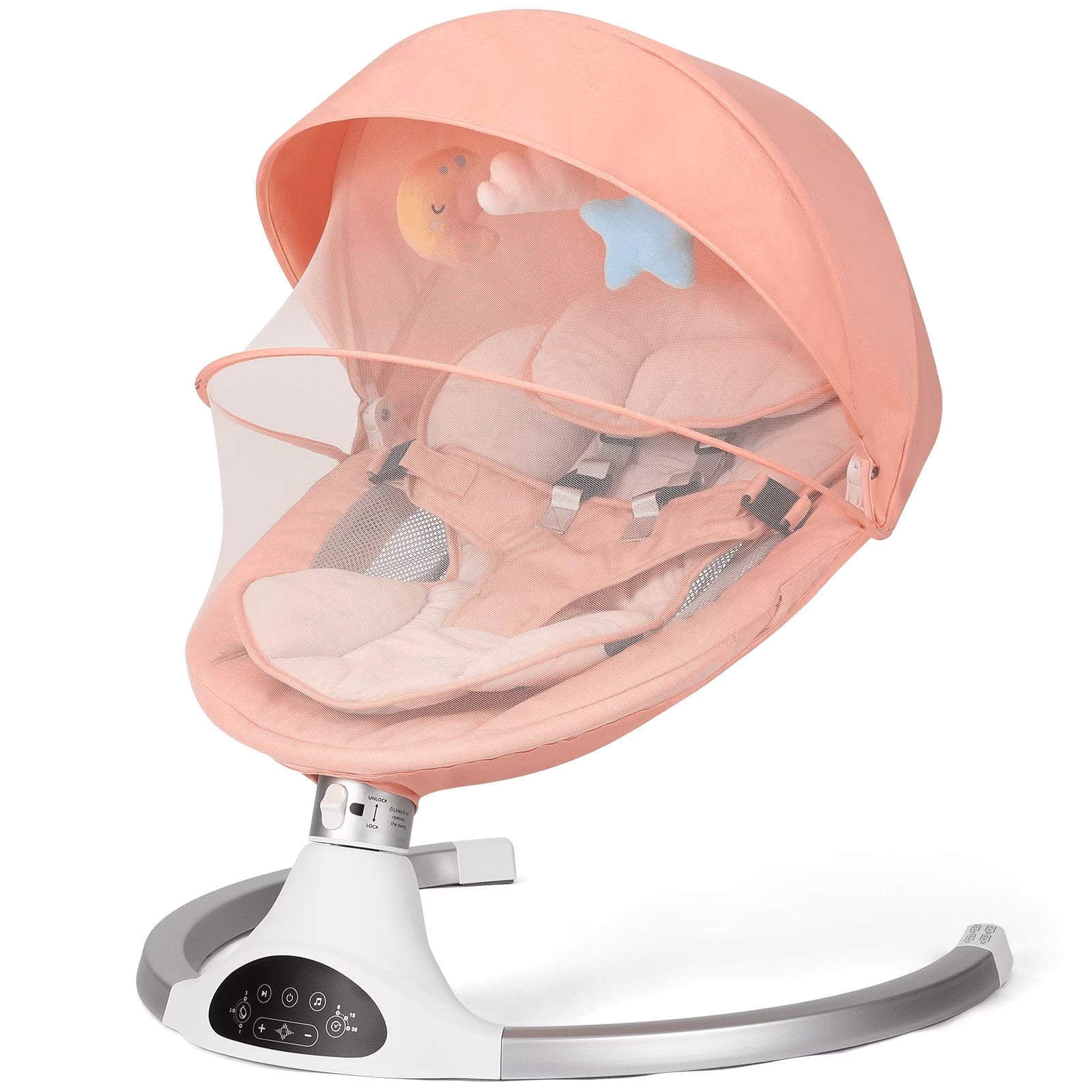 Baby Swing for Infants - Electric Infant Swing, Portable Indoor Baby Rocker, Touch and Remote Control, 10 Lullabies, Bluetooth, Black