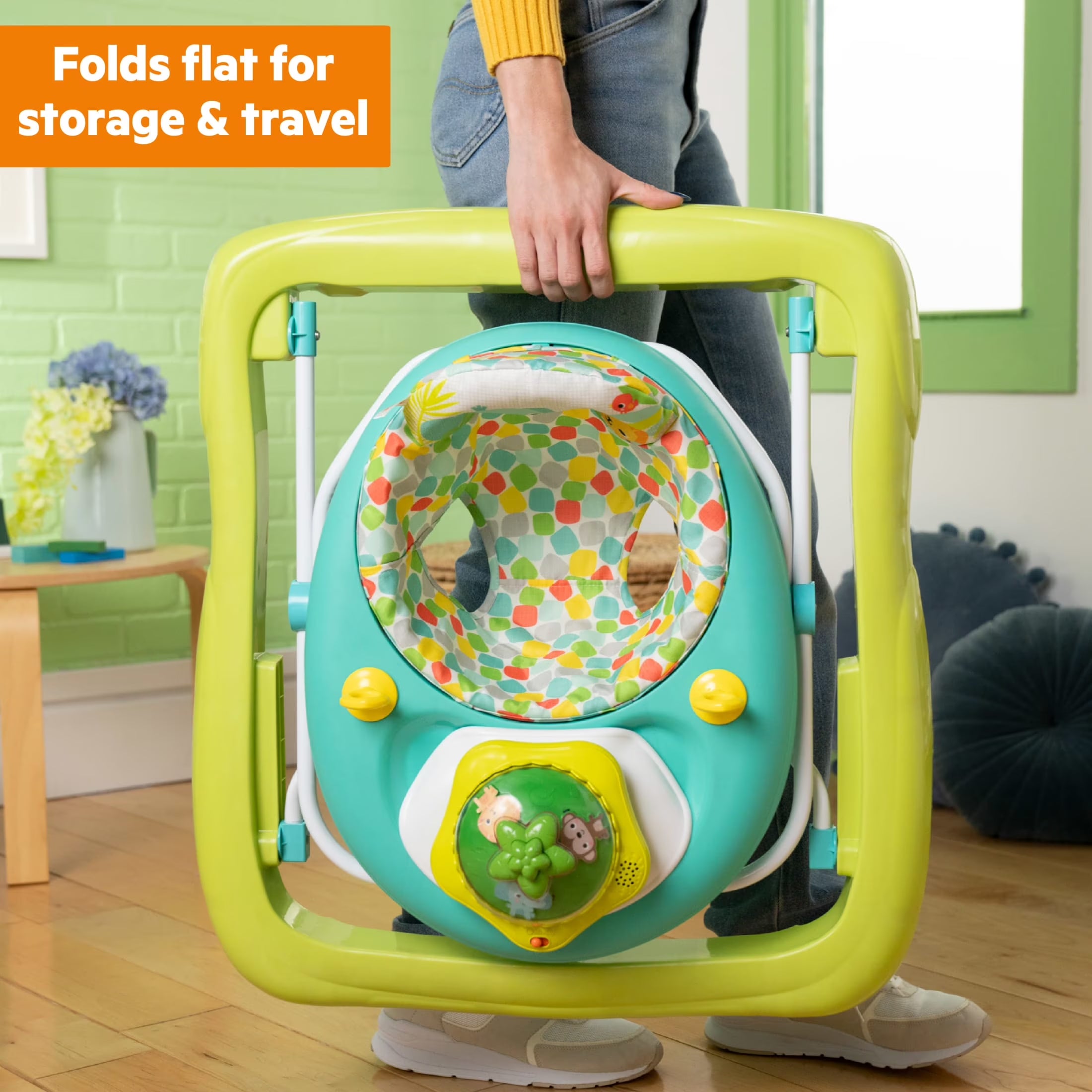 Wanderlights 2-In-1 Baby Walker for Infants, Blue, Green