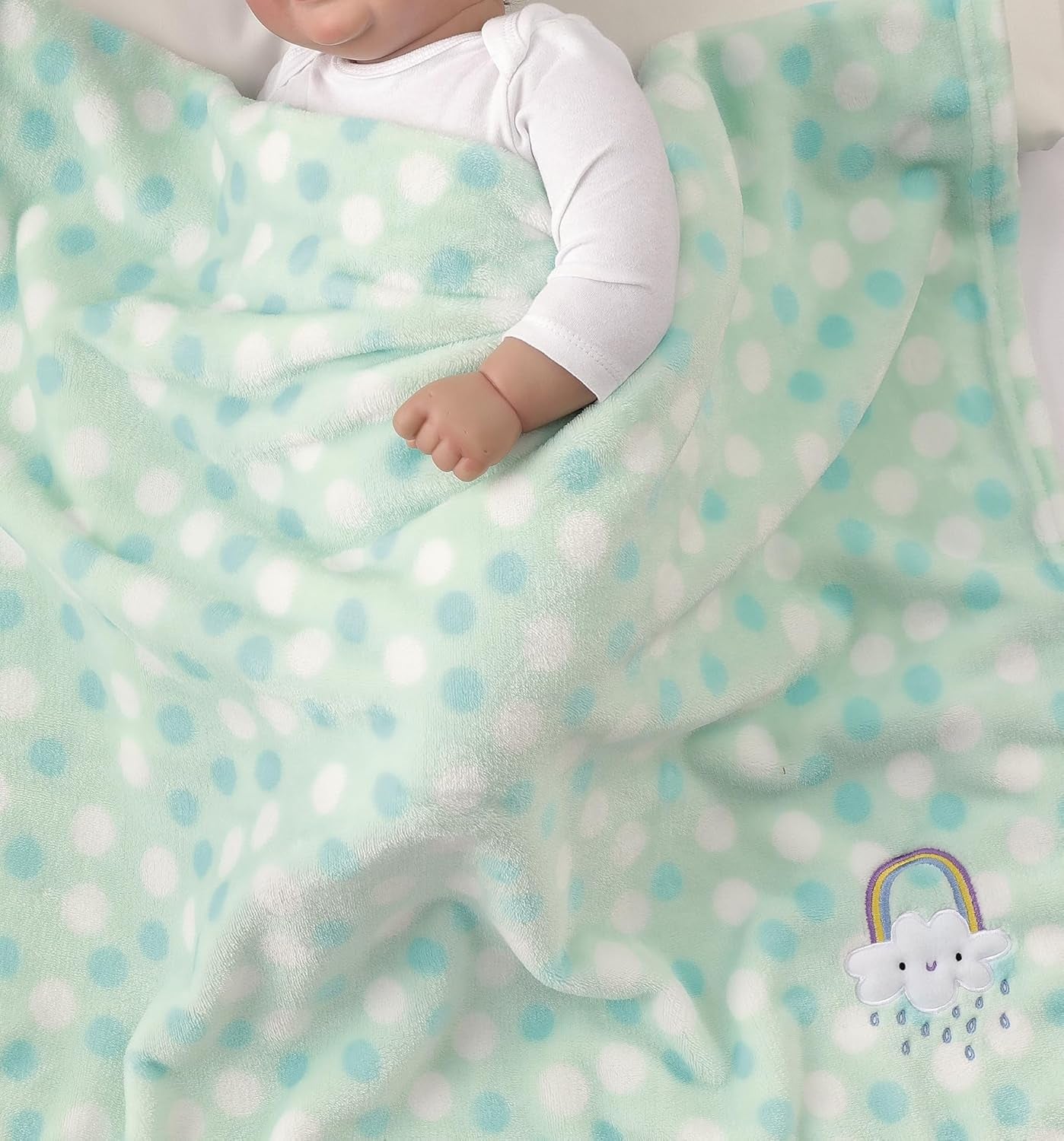 30"X40" Lightweight Fuzzy Fluffy Warm Plush Baby Blanket for Infant Toddler Newborn Unisex Crib Cot Stroller - Green Rainbow Unisex