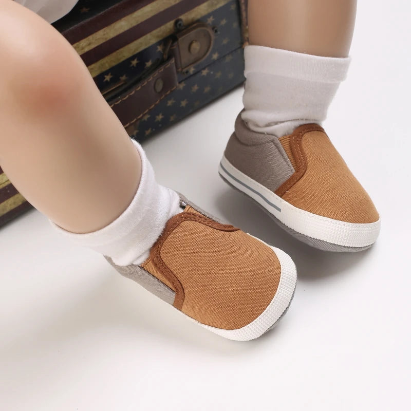 New Baby Boys Casual Canvas Shoes with Cotton Non Slip Soft Sole for Infants and Toddlers the First Walking Shoe for Children