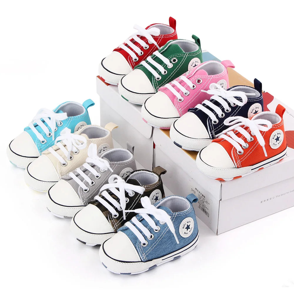 High Quality Multi Color Spring and Autumn Baby High-Top Canvas Shoes for Boys and Girls Infants Casual Walking Toddler Shoes