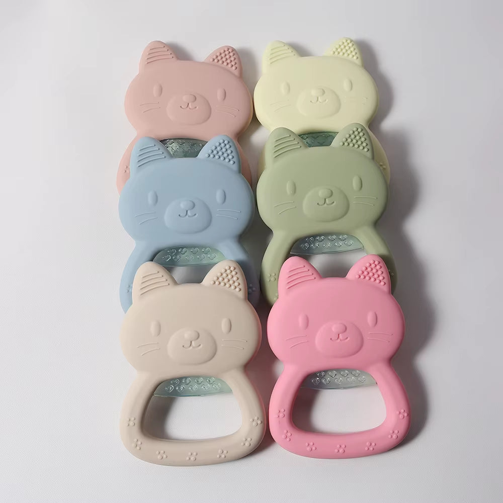 Water Filled Baby Teether –Cat Shape Silicone Teething Toy for Infants, Can Be Cooled in Fridge or Warm