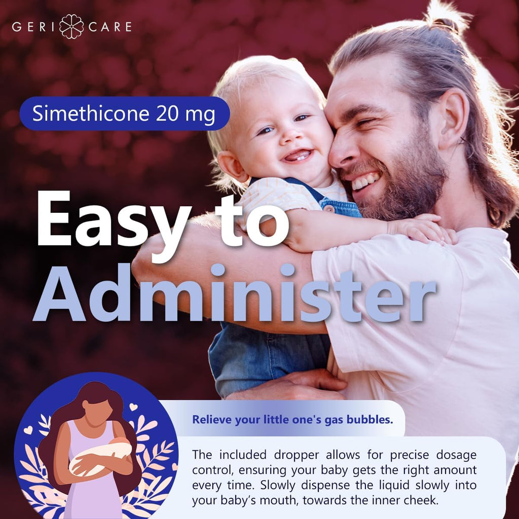 Infants Gas Relief Simethicone Drops for Stomach Discomfort, Safe & Gentle 20Mg Drops, Child Anti-Gas, 1 Fl Oz