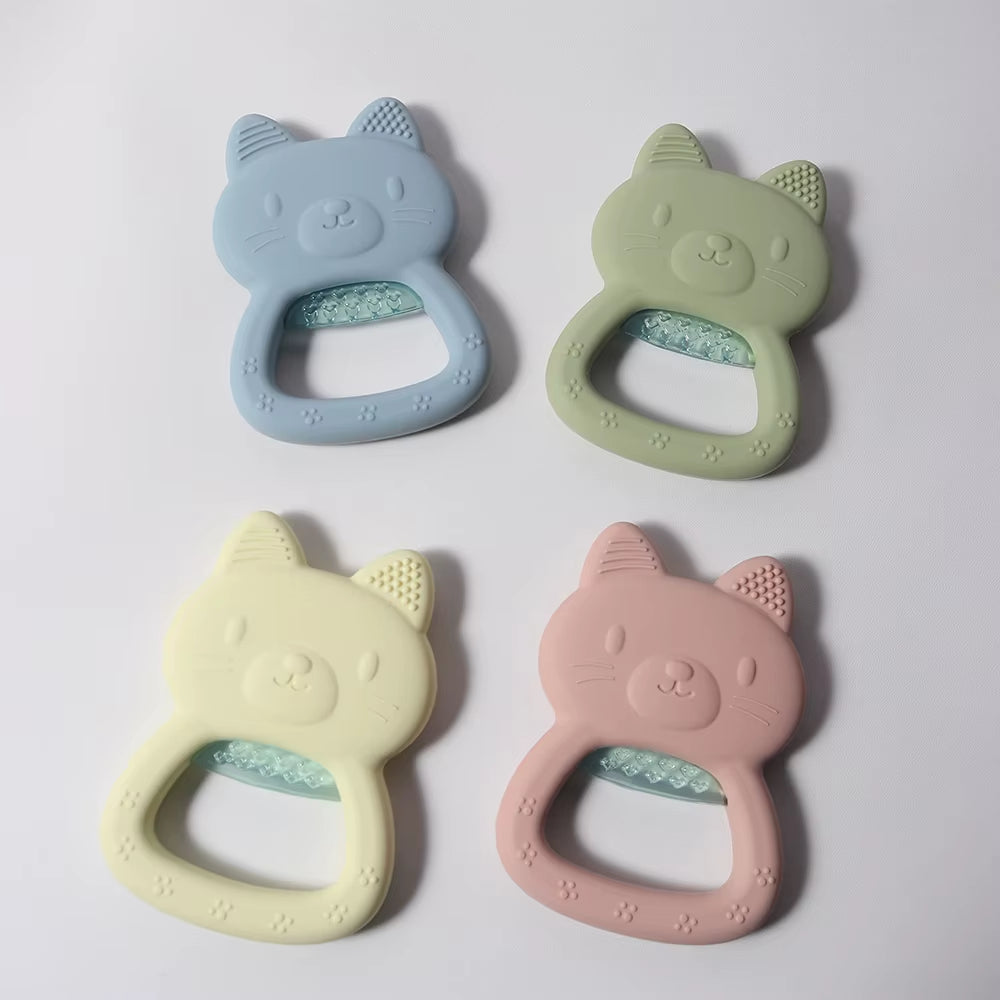 Water Filled Baby Teether –Cat Shape Silicone Teething Toy for Infants, Can Be Cooled in Fridge or Warm