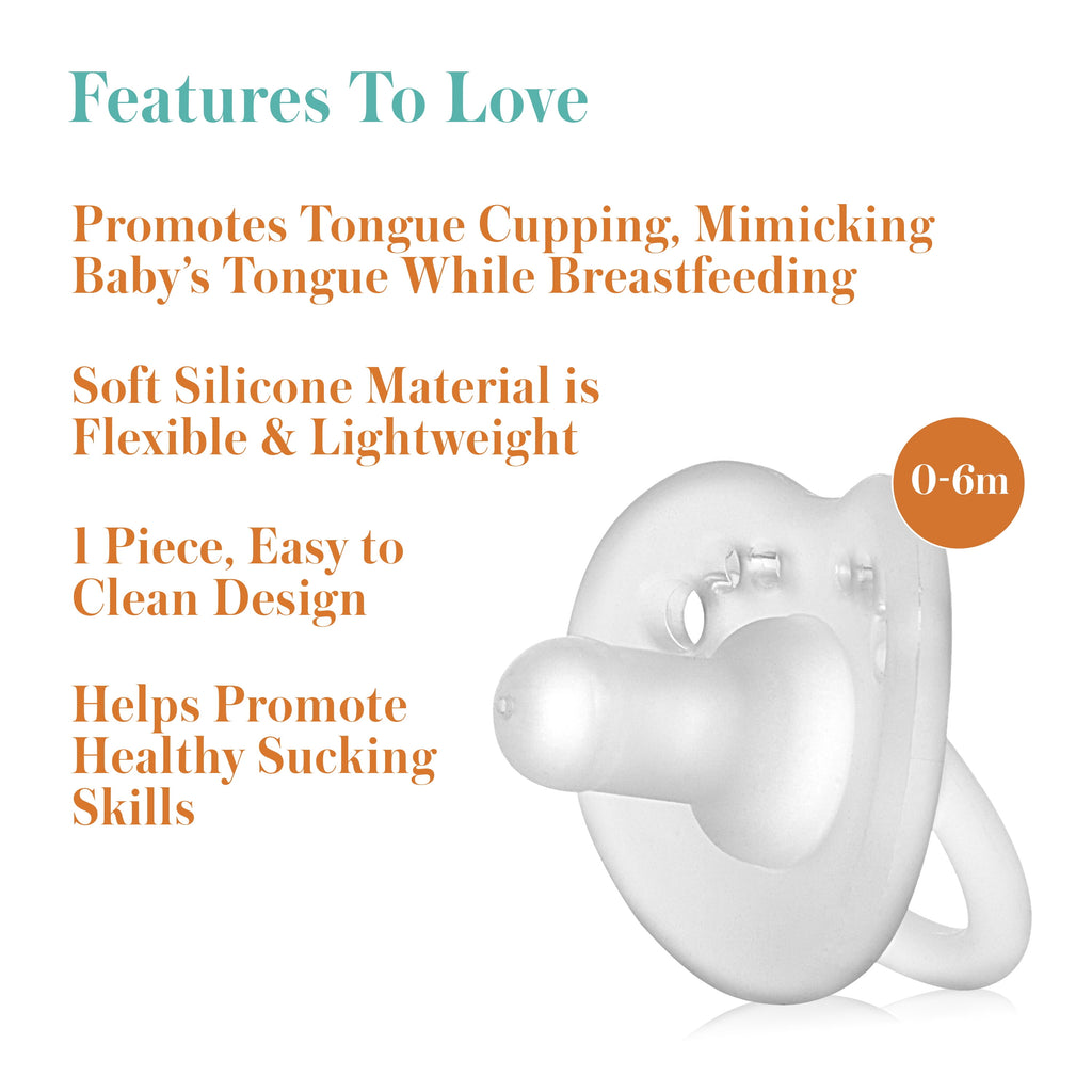 Evenflo Balance + Stage 1 Cylindrical Silicone Baby Pacifiers for Ages 0 Months+, Pack of 6