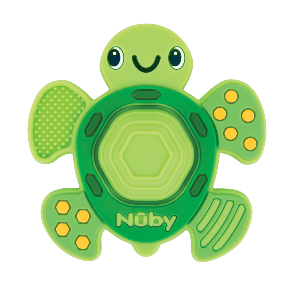 Teethe N' Pop Sensory Play Teether for Infants, Green Turtle Baby Teether