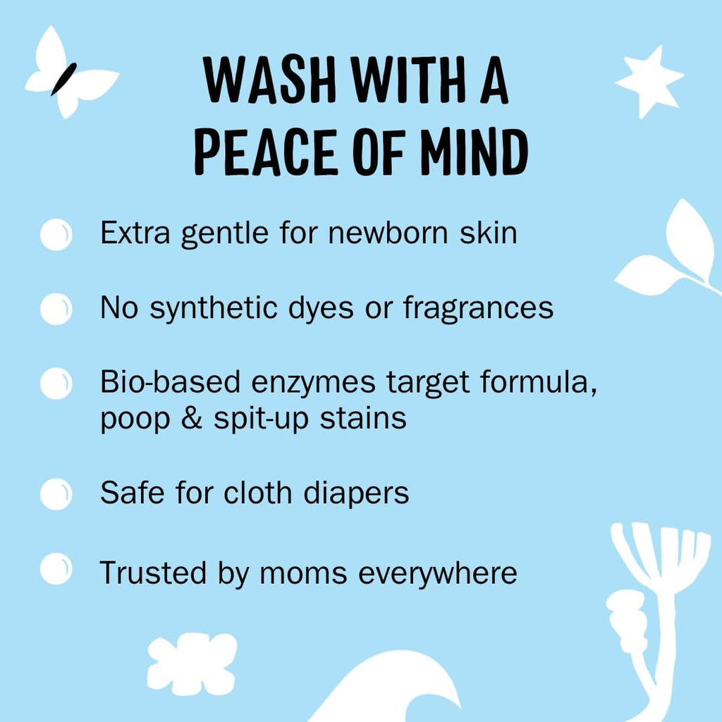 Baby Liquid Laundry Detergent | Removes Formula, Poop & Spit-Up Stains | Extra Gentle for Infants, Babies, Toddlers (Fragrance Free, 100 Loads)