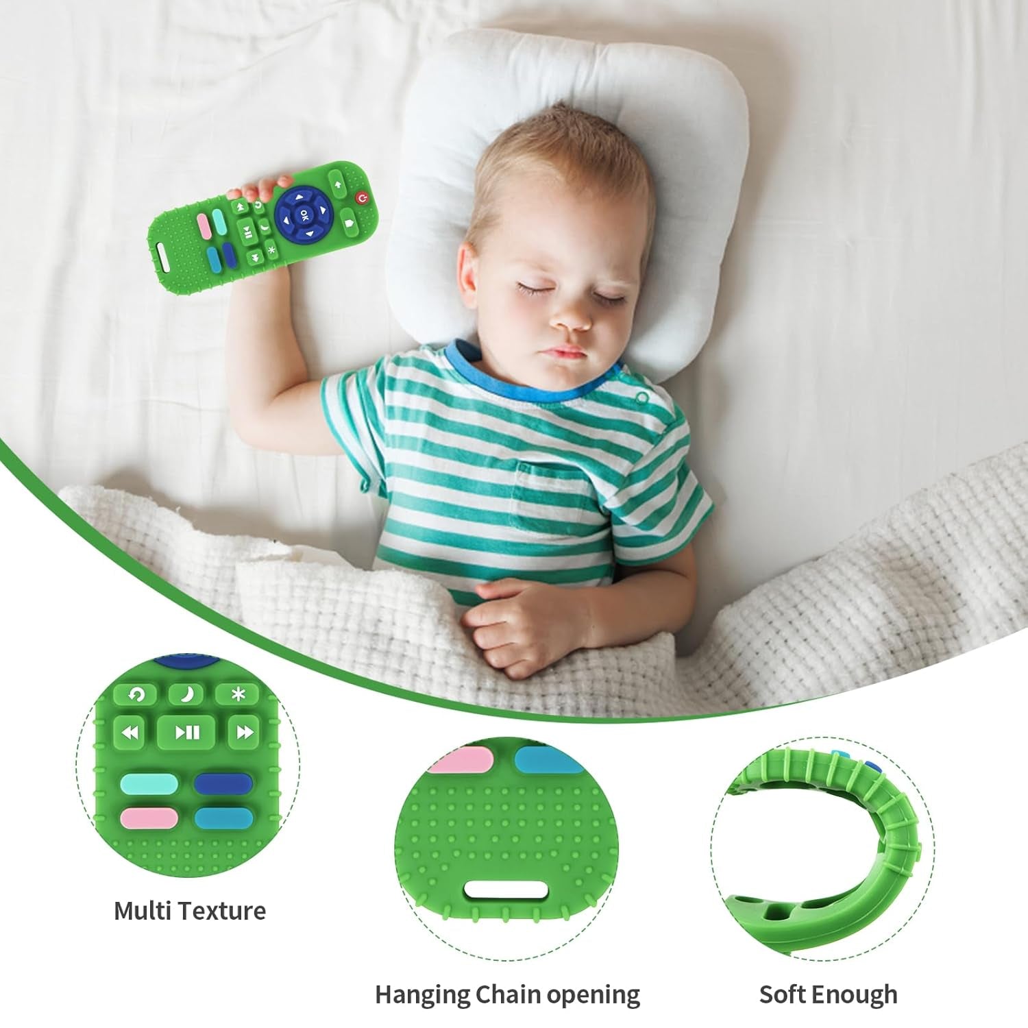 2-Pack Silicone Teethers for Babies 0-6 & 6-12 Months, Sensory Chew Toys & Remote Control Toys for Infants & Toddlers