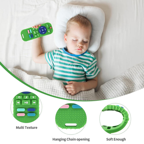 2-Pack Silicone Teethers for Babies 0-6 & 6-12 Months, Sensory Chew Toys & Remote Control Toys for Infants & Toddlers