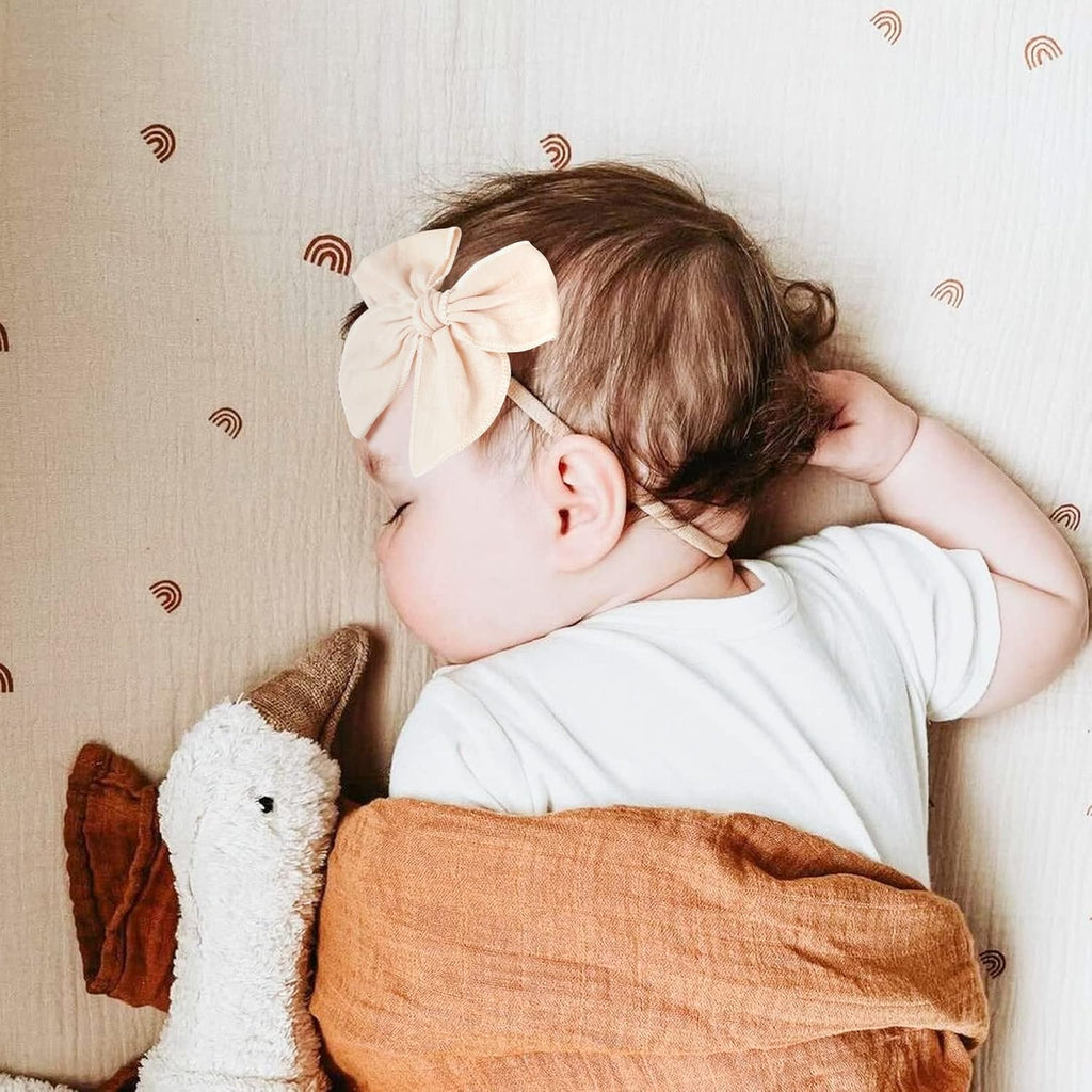 Baby Girl Bows and Headbands, Stretchy Nylon Hairbands Hair Bows for Newborns, Infants, Toddlers - Handmade Baby Hair Accessories for Girls