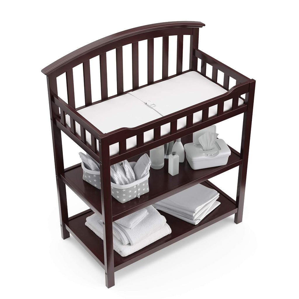 Graco Changing Table with Water-Resistant Changing Pad (Espresso) – GREENGUARD Gold Certified, Multi Storage Nursery Changing Table for Infants and Babies