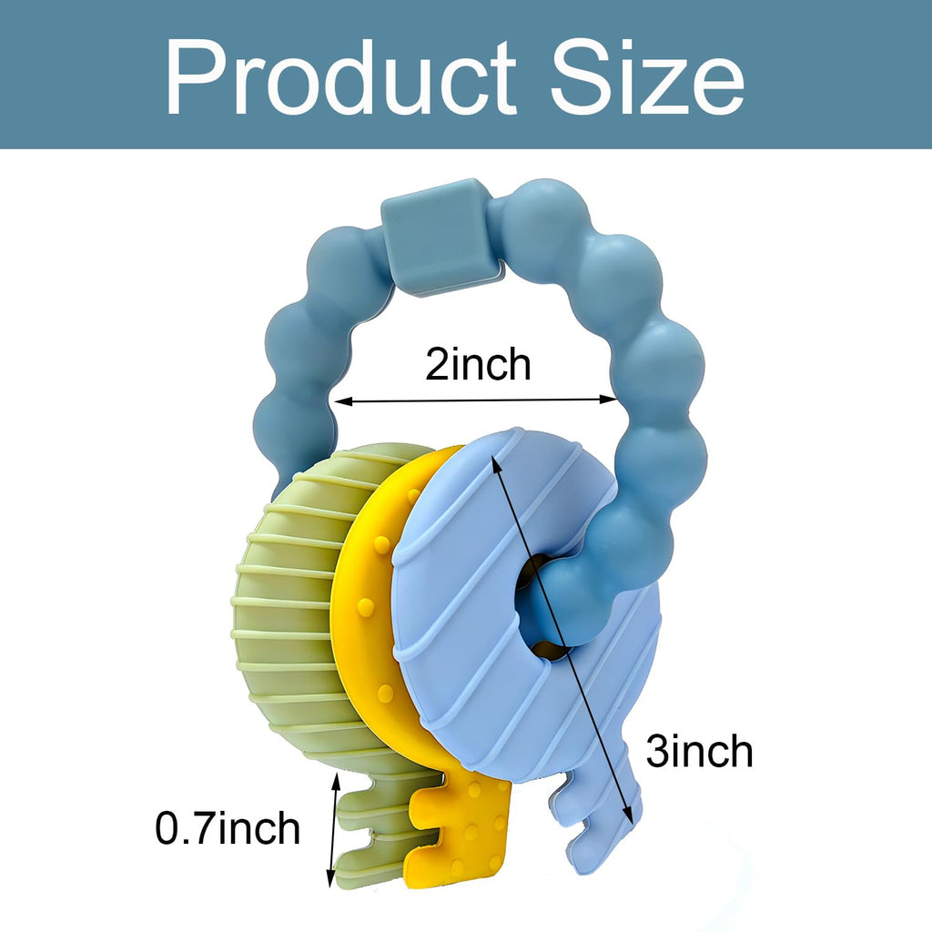 Baby Keys Teether Toys, Silicone Teething Toys for 3-18 Months Infants & Toddlers, Teething Keys for Baby Boys, BPA Free