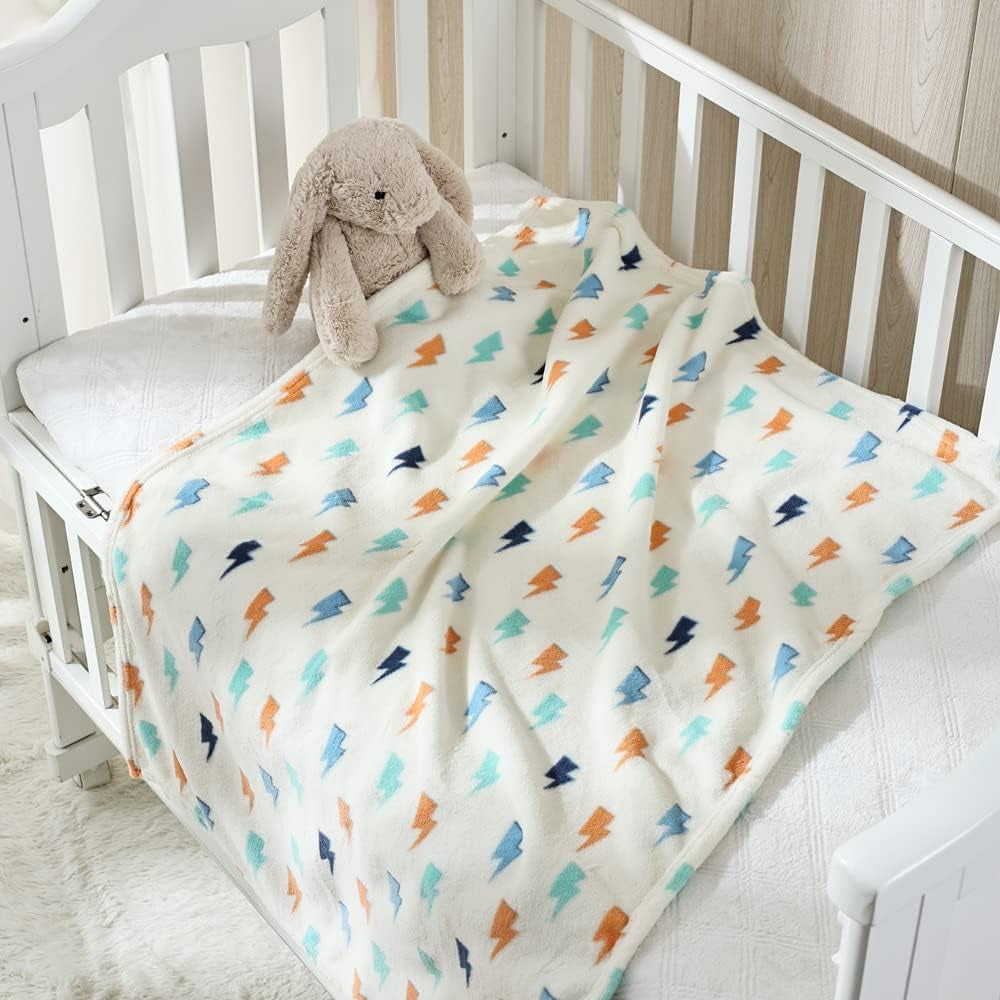 30''X40'' Soft Breathable Cozy Plush Fleecebaby Boys for Infants Toddlers' Bedding Crib Cot Stroller, Baby Shower Birthday Newborn'S Gift - Lightning