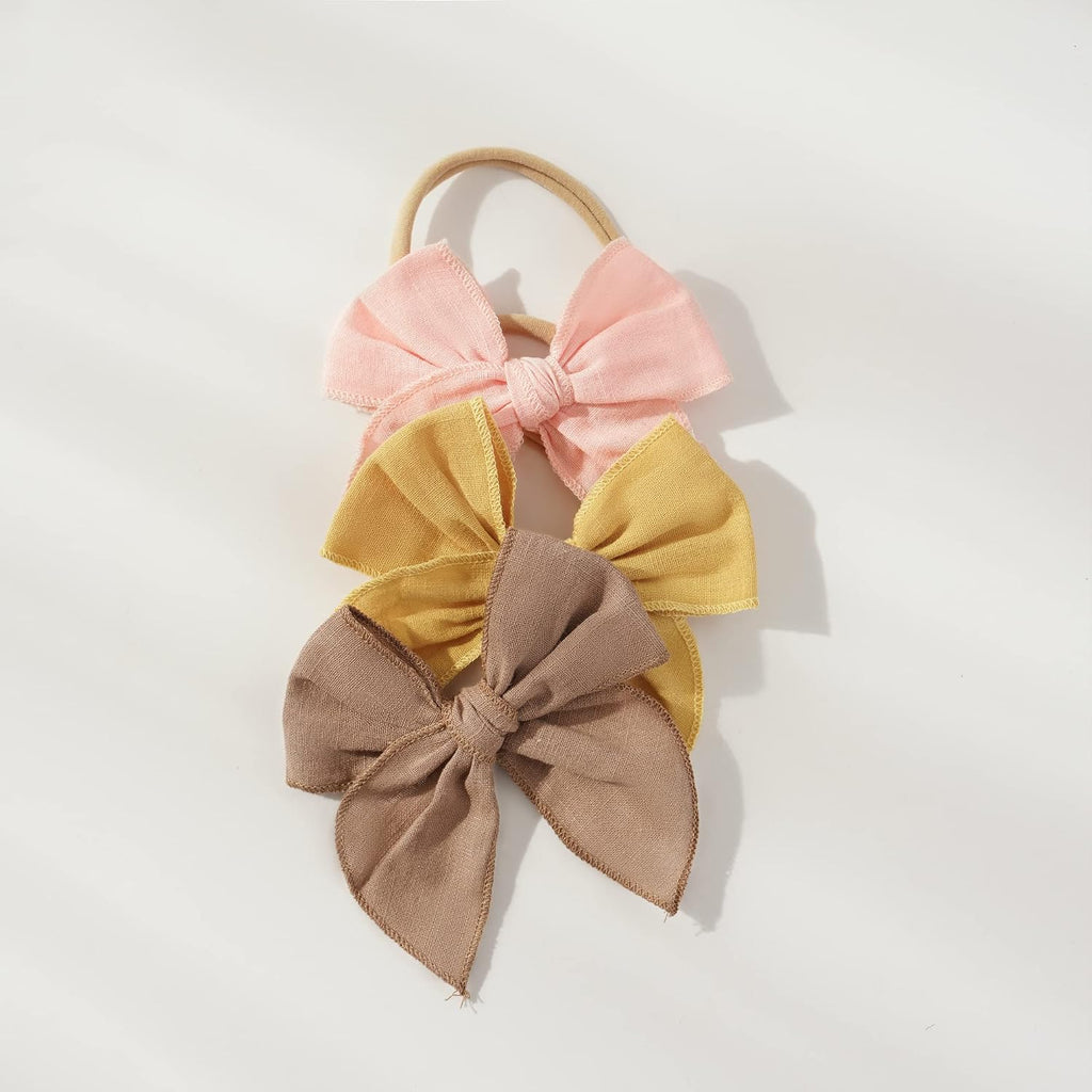Baby Girl Bows and Headbands, Stretchy Nylon Hairbands Hair Bows for Newborns, Infants, Toddlers - Handmade Baby Hair Accessories for Girls
