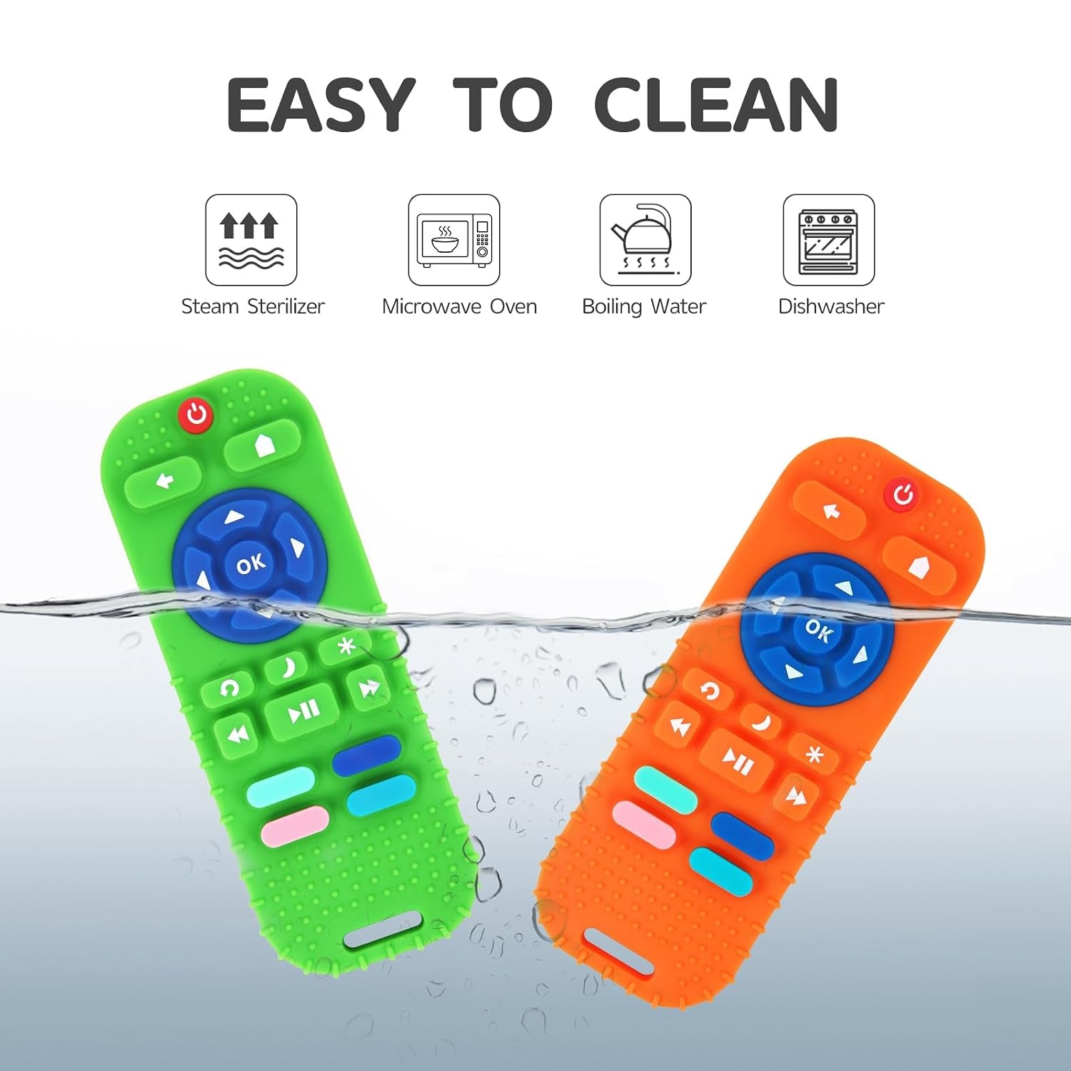 2-Pack Silicone Teethers for Babies 0-6 & 6-12 Months, Sensory Chew Toys & Remote Control Toys for Infants & Toddlers