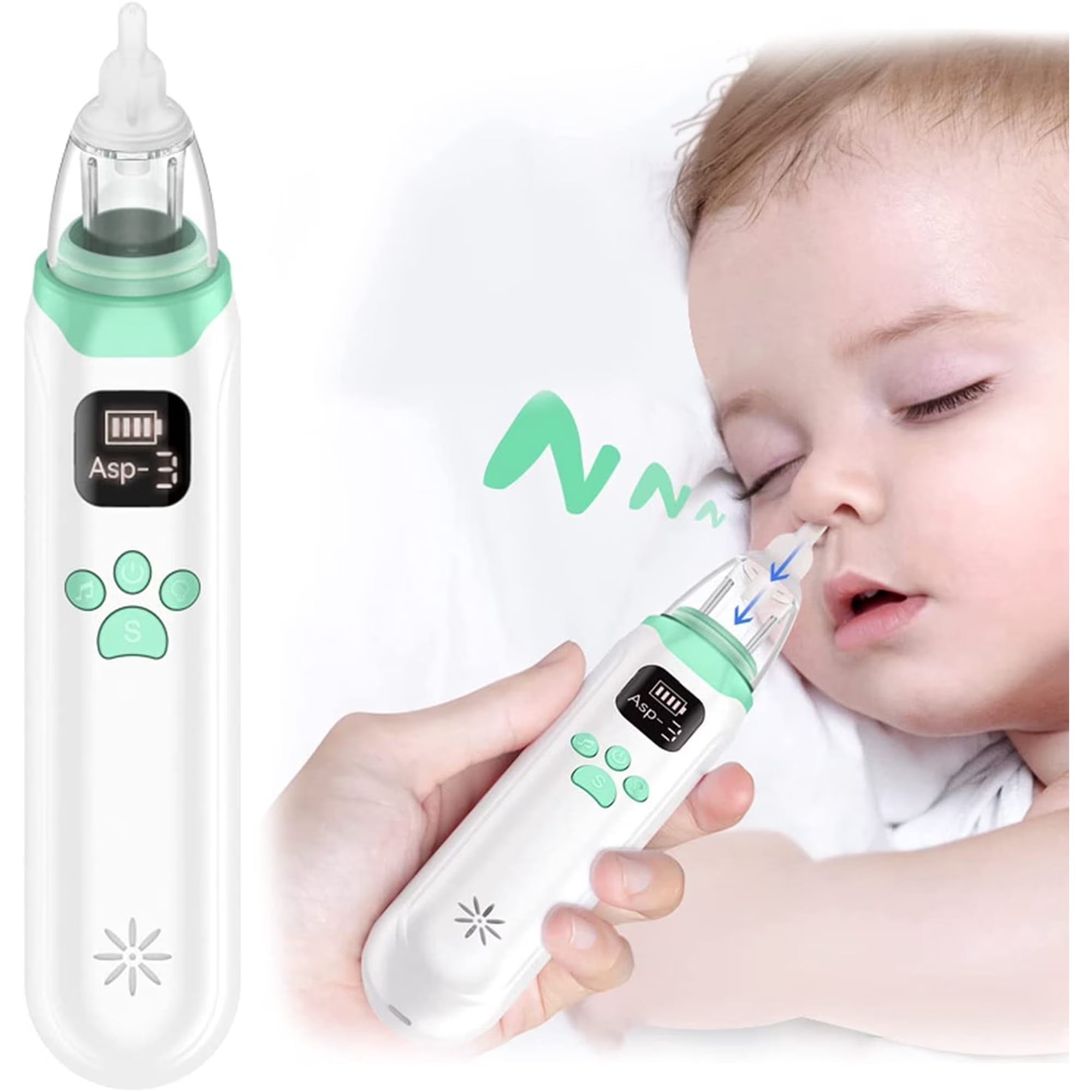 Baby Nasal Aspirator with 3 Level Suction and Music, Kids Infants Nose Suction