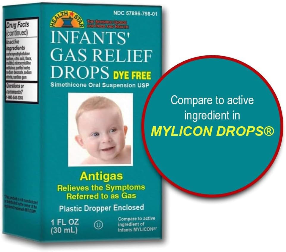 Infants Gas Relief Simethicone Drops for Stomach Discomfort, Safe & Gentle 20Mg Drops, Child Anti-Gas, 1 Fl Oz