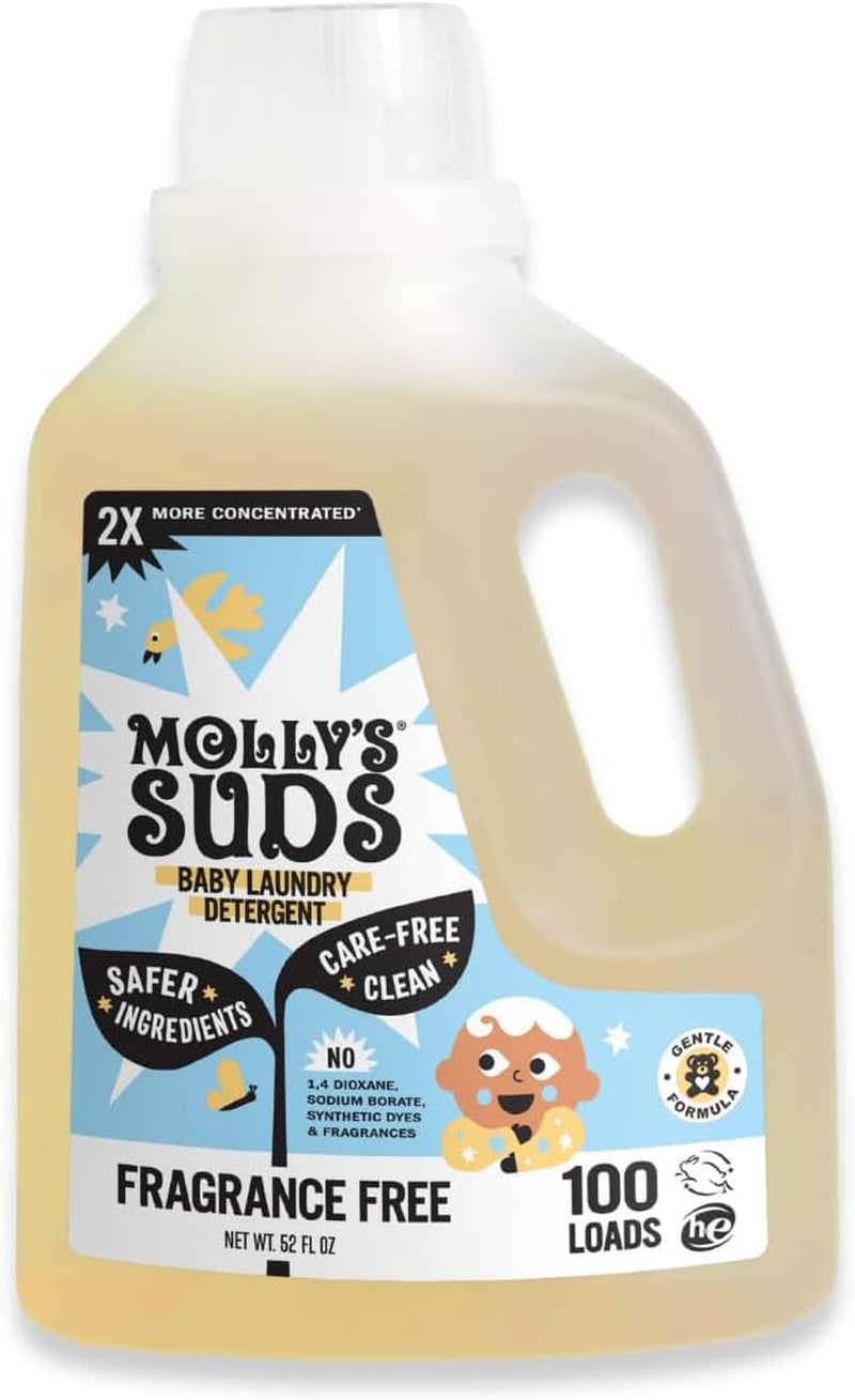 Baby Liquid Laundry Detergent | Removes Formula, Poop & Spit-Up Stains | Extra Gentle for Infants, Babies, Toddlers (Fragrance Free, 100 Loads)