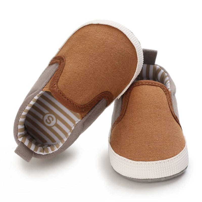 New Baby Boys Casual Canvas Shoes with Cotton Non Slip Soft Sole for Infants and Toddlers the First Walking Shoe for Children
