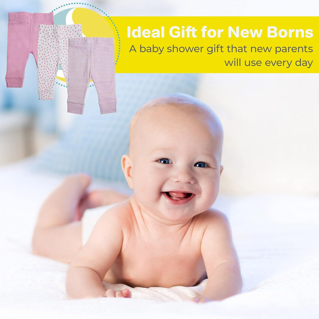 Baby Cotton Pants for Newborns and Infants, Tapered, 3 Pack