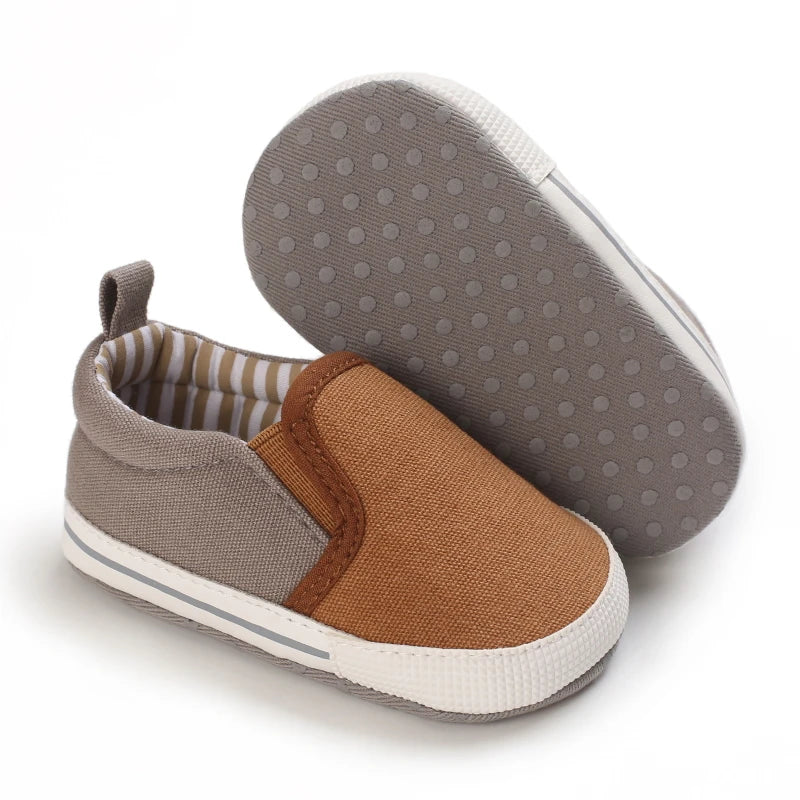 New Baby Boys Casual Canvas Shoes with Cotton Non Slip Soft Sole for Infants and Toddlers the First Walking Shoe for Children